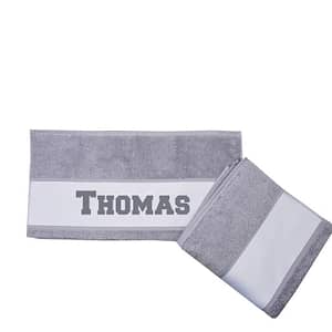 Handdoek met naam grijs